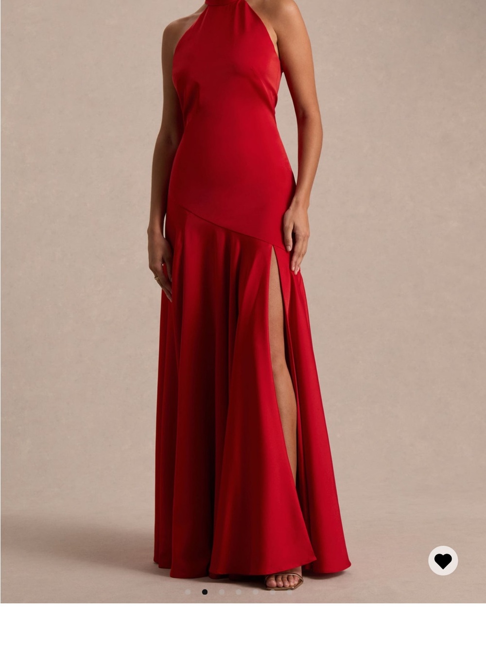 Red Halter Maxi Gown with High Slit - Women Dresses